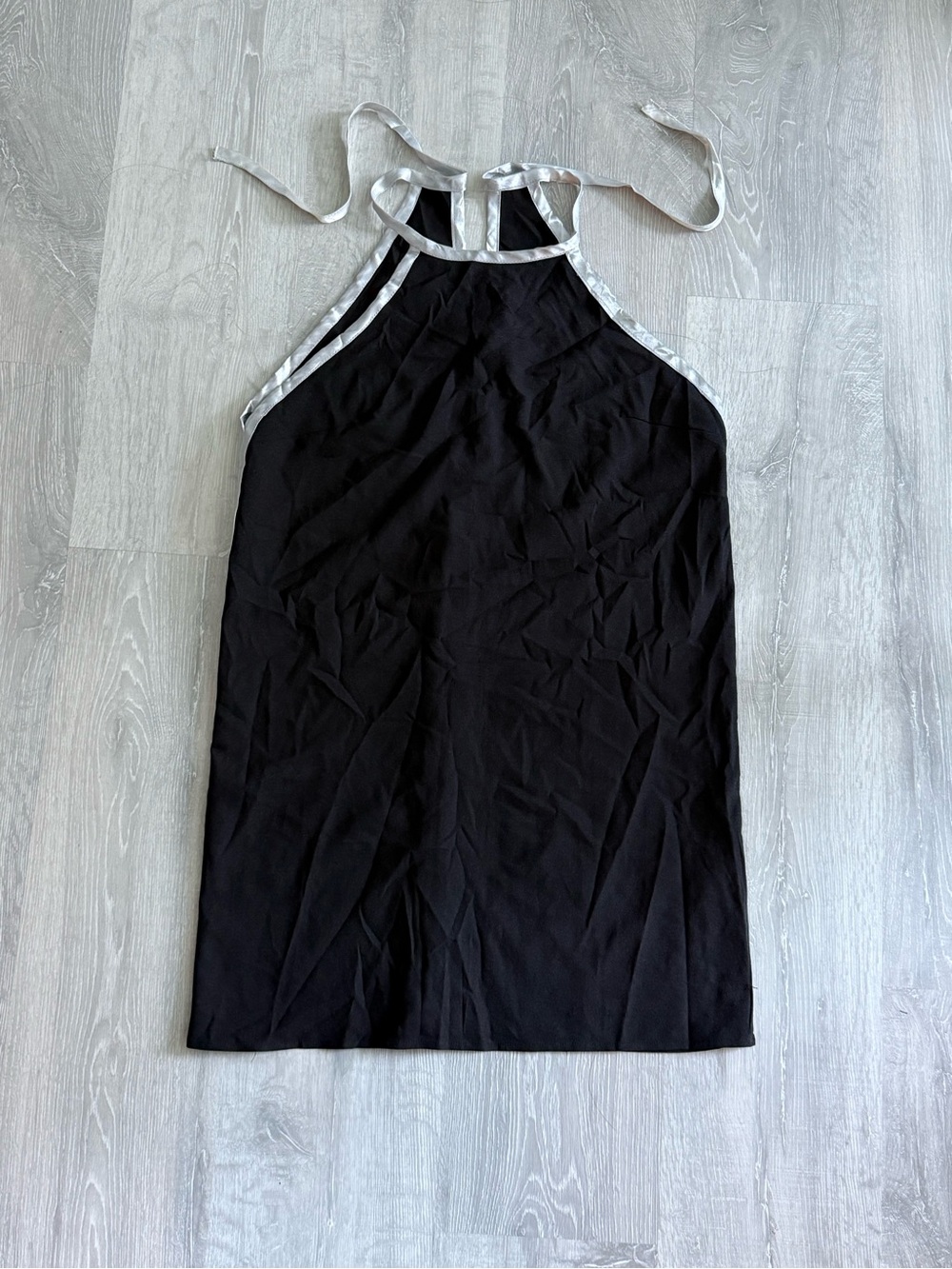Black Halter Slip top with Silver Trim